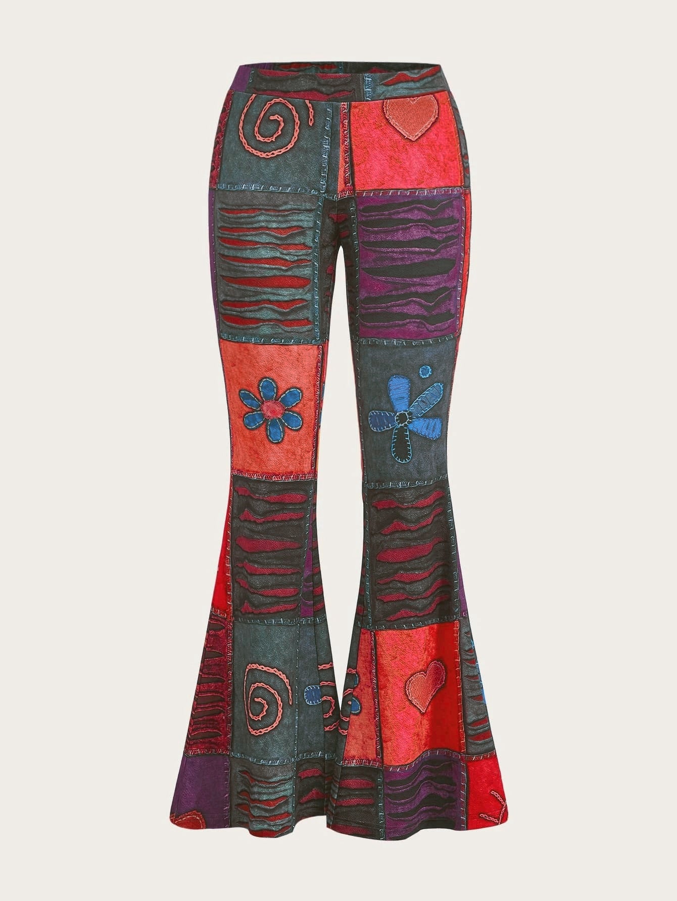 Pattern Abstract Art Style Personality Trend Tight Bootcut Jeans