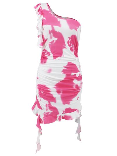 Ruffled Single Shoulder Mini Dress - Munsieur