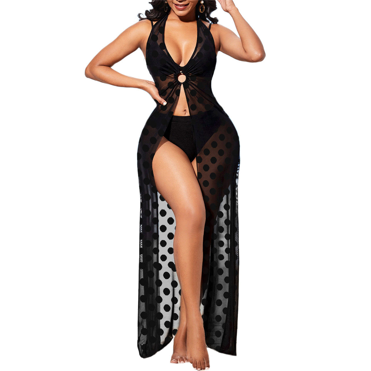 Female Perspective Polka Dot Swimwear Dress