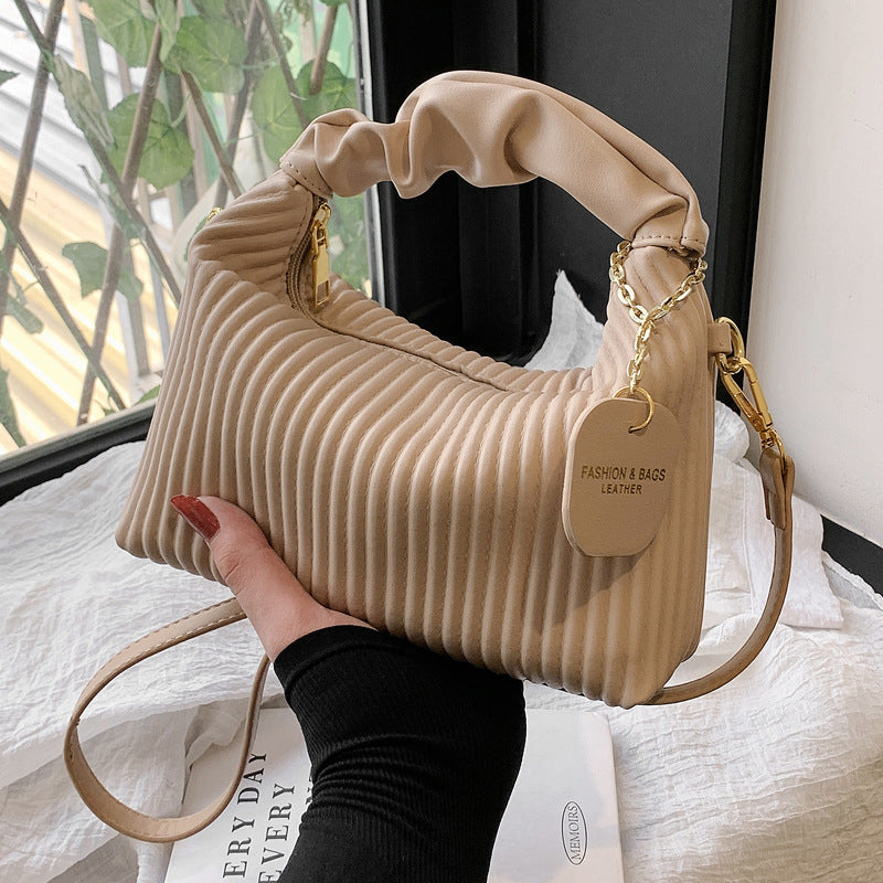 Women's Fashion Crossbody Bag PU Leather Pleated Cloud Small Tote Bags Casual Simple Elegant Temperament Messenger Bags