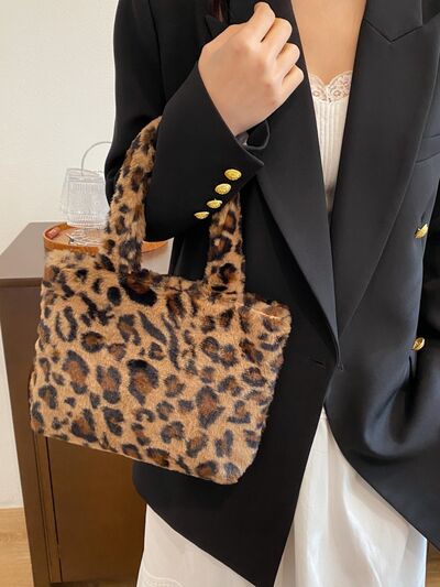 Leopard Fluff Handbag with Zip - Munsieur