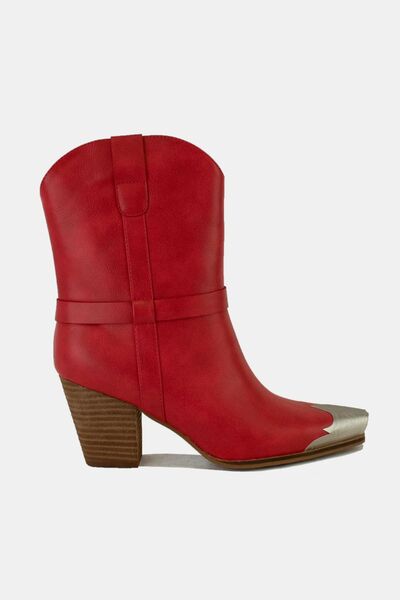 Beast Fashion Faux Leather Metal Toe Ankle Boots - Munsieur