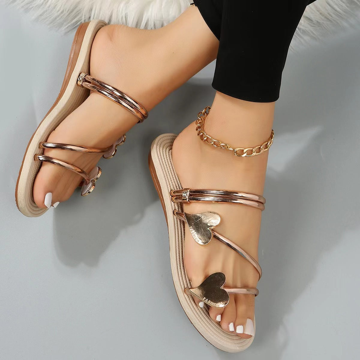 Heart Shape Slippers Summer Flats Love Beach