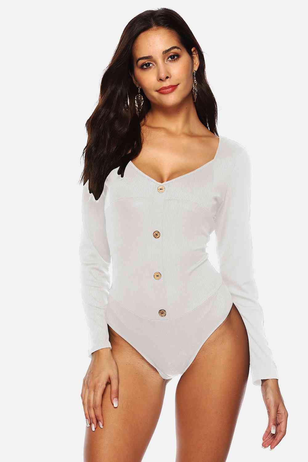 Button Detail Bodysuit - Munsieur