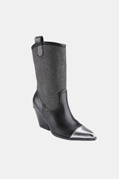 Weeboo Chunky Heel Rhinestone Western Cowboy Boots - Munsieur