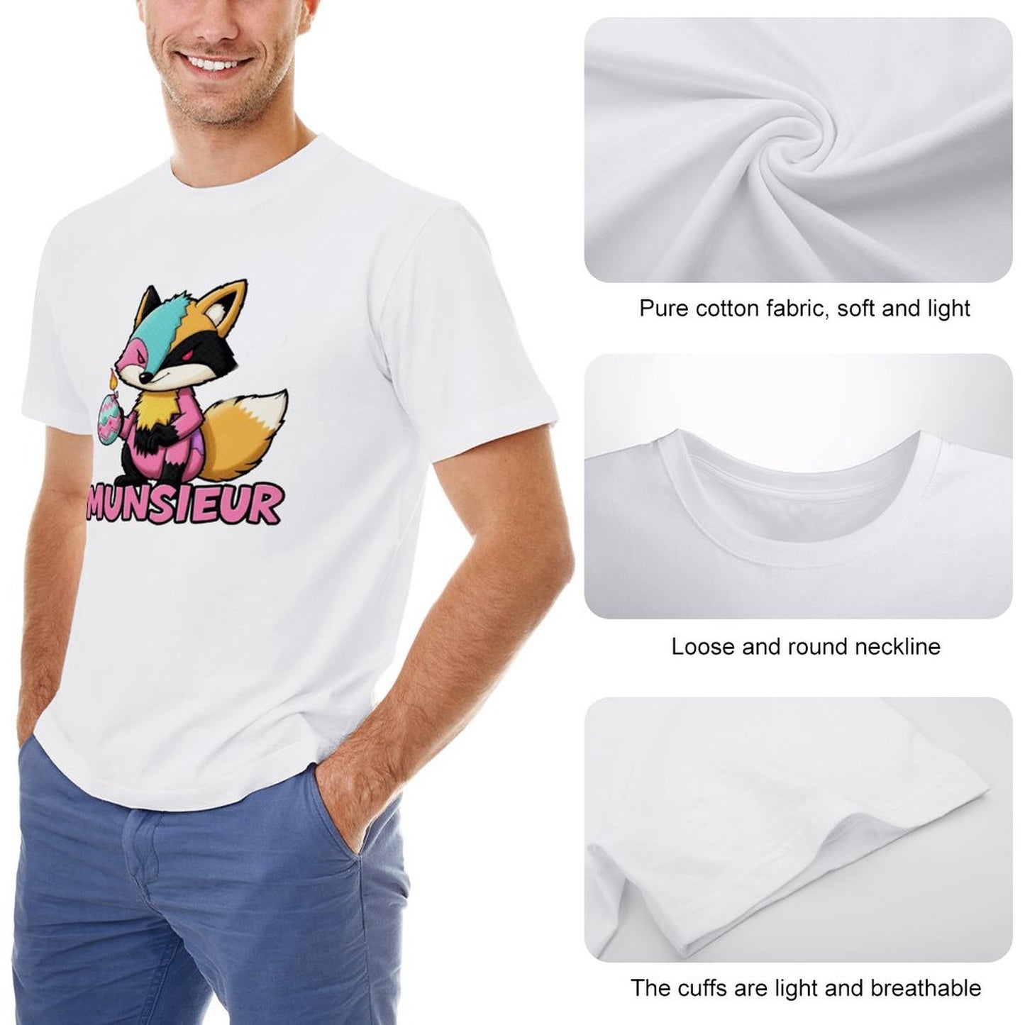 Munsieur Men's Tee Easter Collection "Sly Fox" Designer Tee