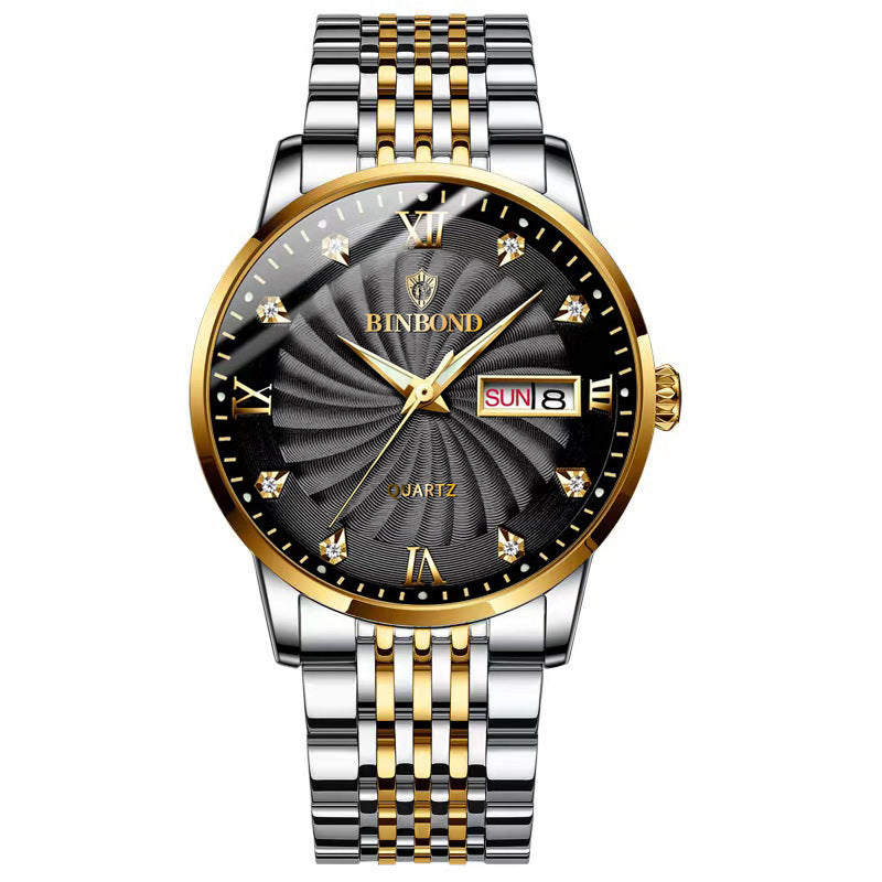 Fashion Quartz Watch Double Calendar Men's Watch Waterproof