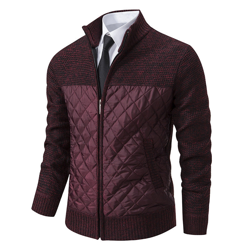 Men's Coat Color Matching Zipped Stand Collar