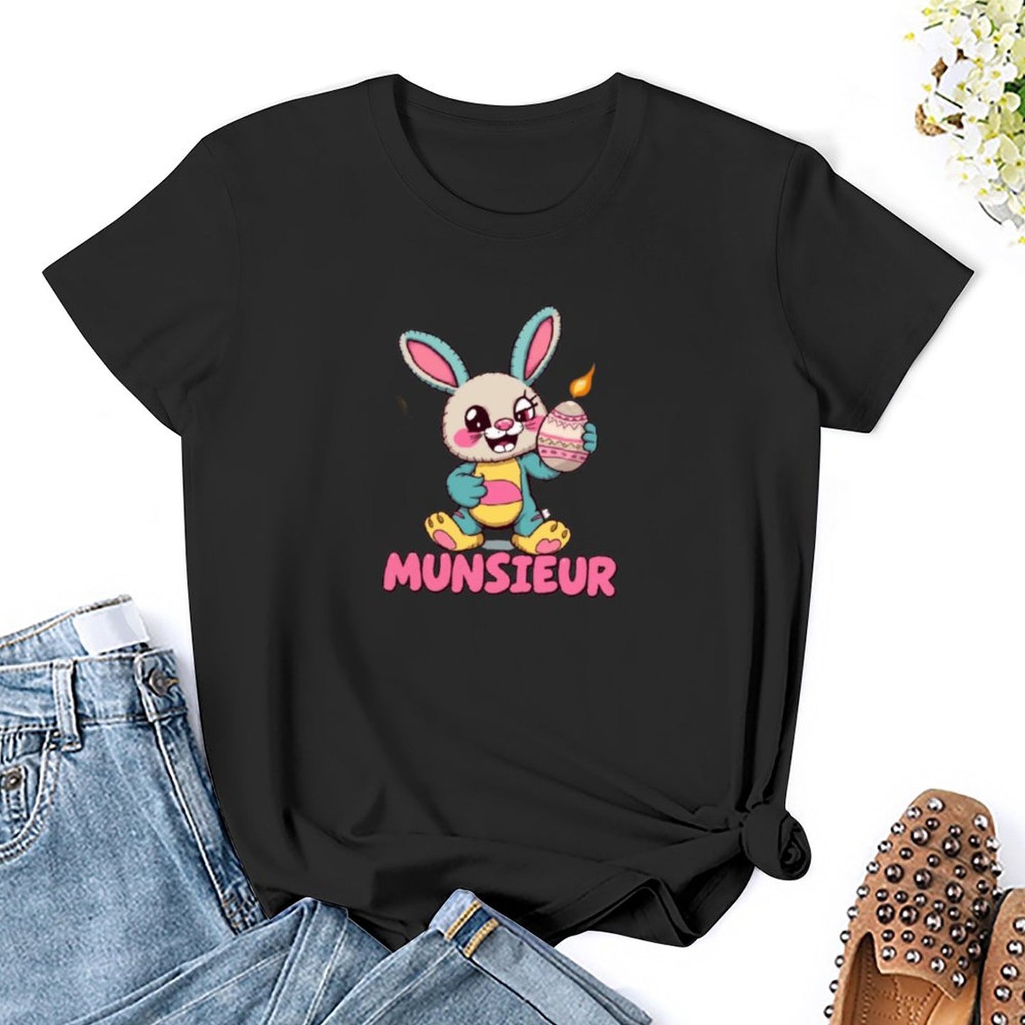 Easter Collection Munsieur Brand T-shirt for Women "Bunny Boom" Designer Streetwear for Her