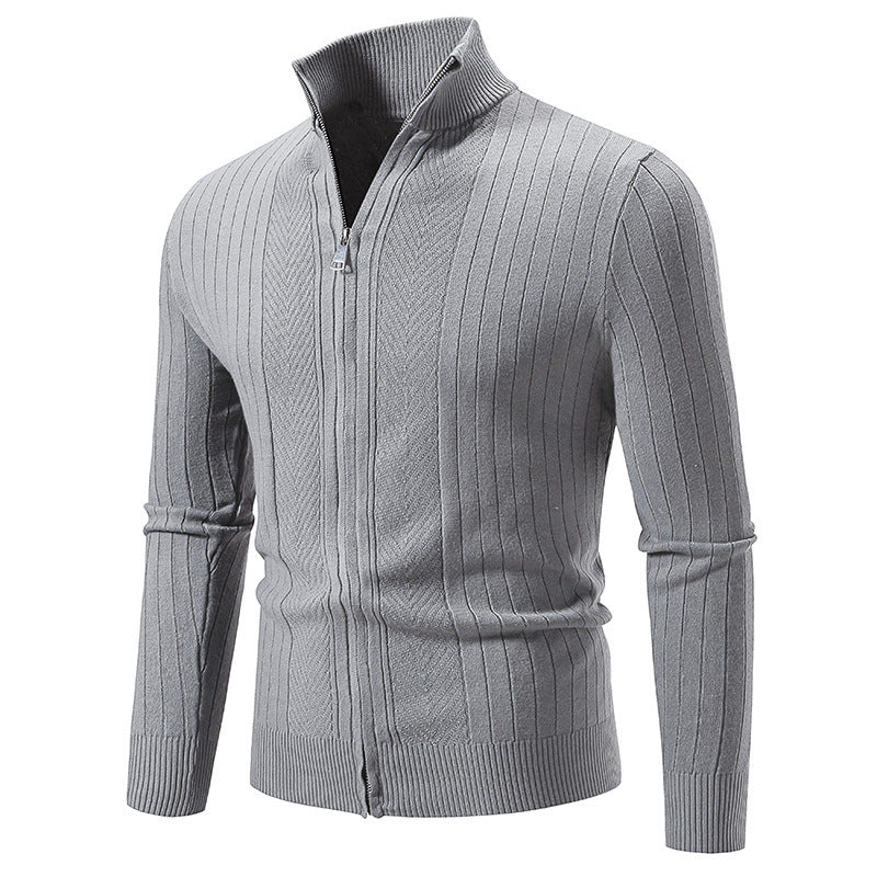 Solid Color Zipper Cardigan Hoodie For Men