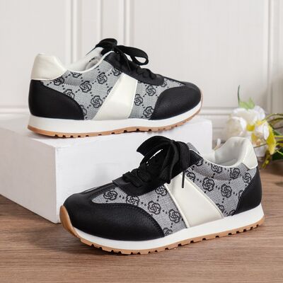 Floral Round Toe Flat Sneakers - Munsieur