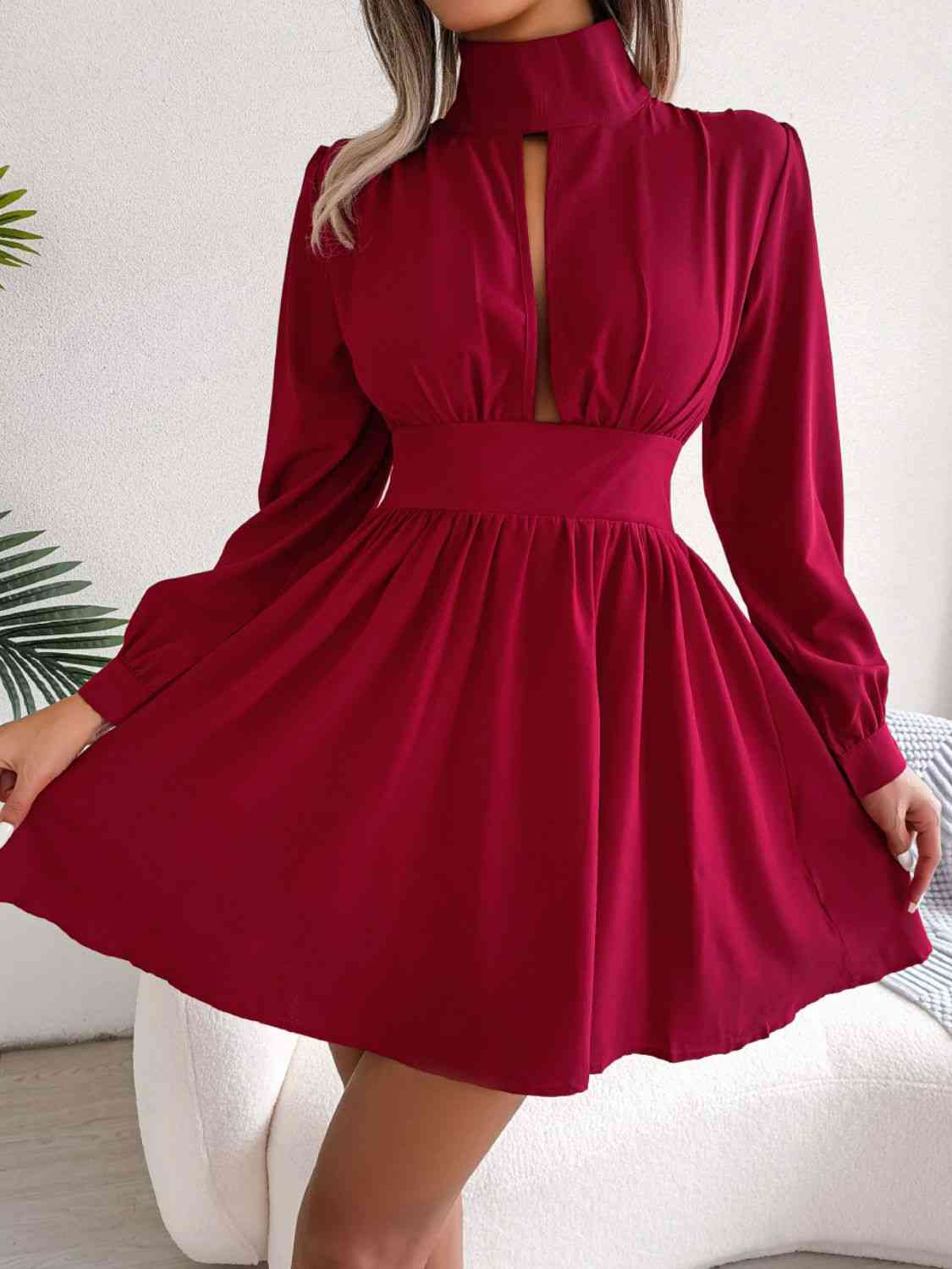 Cutout Turtle A-Line Mini Dress - Munsieur