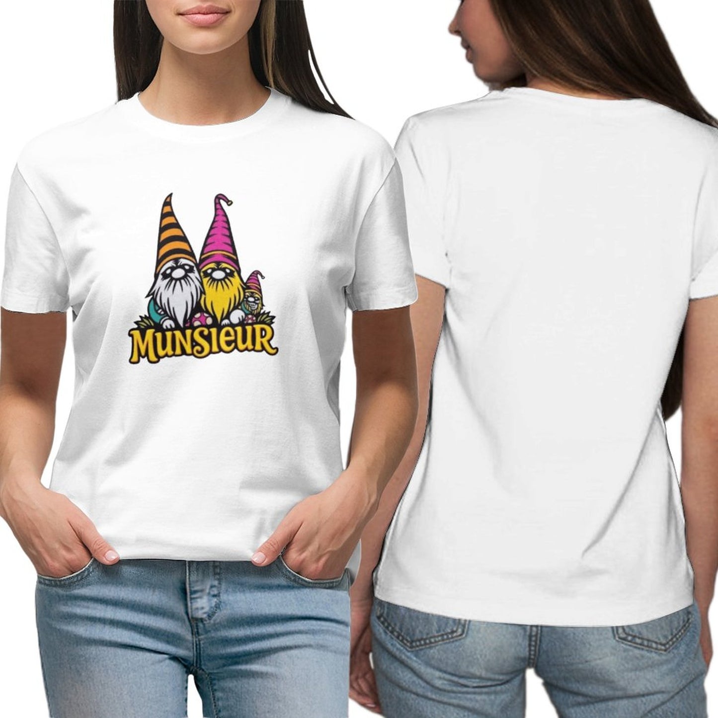 Munsieur Women's Designer T-shirt "Gnomes" Streetwear for Her
