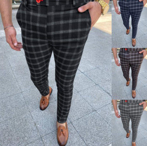 Men's Business Checkered Casual Pants