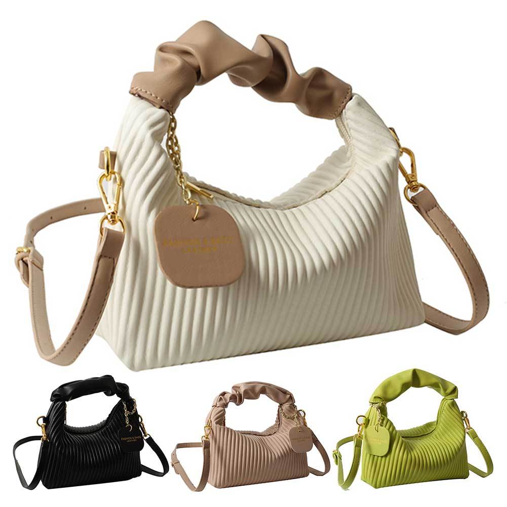 Women's Fashion Crossbody Bag PU Leather Pleated Cloud Small Tote Bags Casual Simple Elegant Temperament Messenger Bags