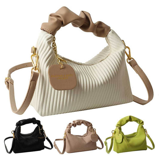 Women's Fashion Crossbody Bag PU Leather Pleated Cloud Small Tote Bags Casual Simple Elegant Temperament Messenger Bags