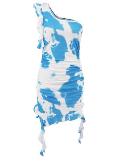Ruffled Single Shoulder Mini Dress - Munsieur