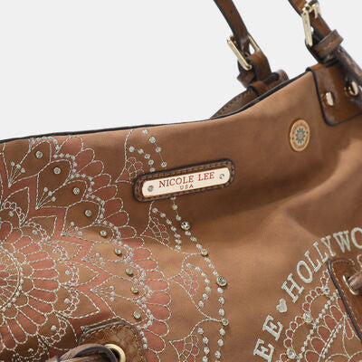Nicole Lee USA Side Braided Tassel Inlaid Rhinestone Embroidery Hobo Bag - Munsieur