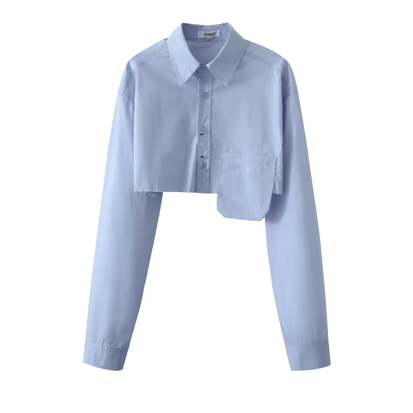 Waist-exposed Long-sleeved Blouse