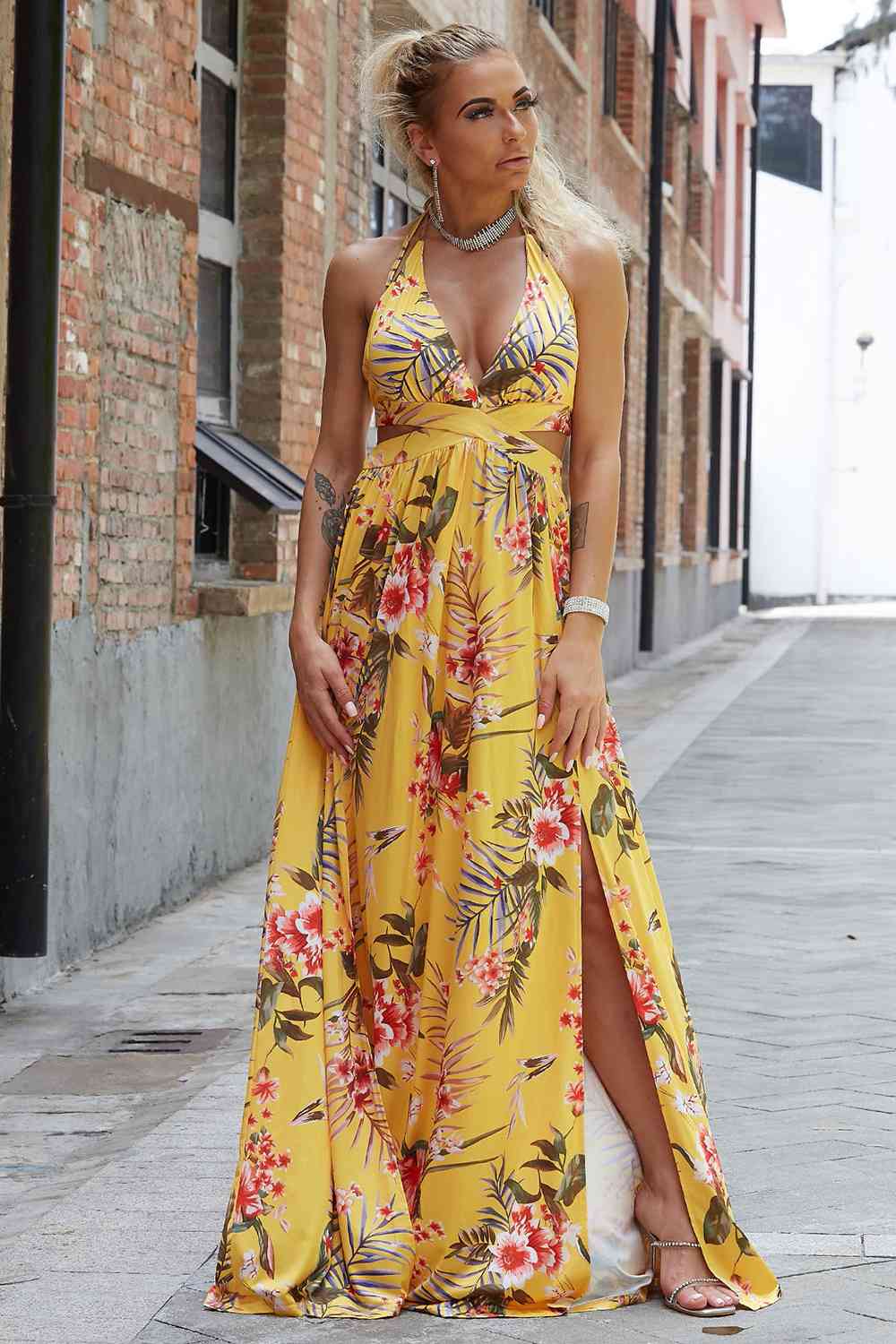 Halter Neck Split Dress - Munsieur