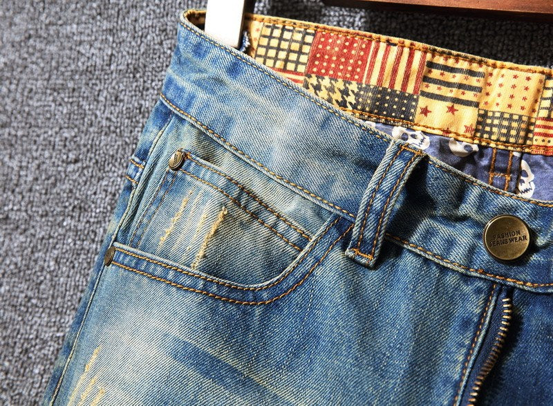 Men's American Style Ripped Designer Brand Pants Casual Loose