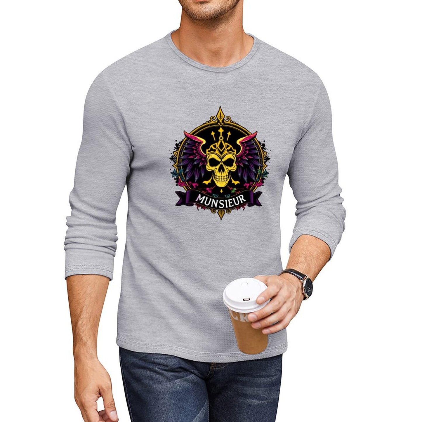 Munsieur Long Sleeve Tee for Men: Ultra-Soft Fabric for All-Day Wear - Munsieur