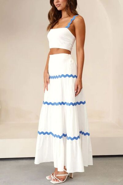 Contrast Trim Cami and Maxi Skirt Set - Munsieur