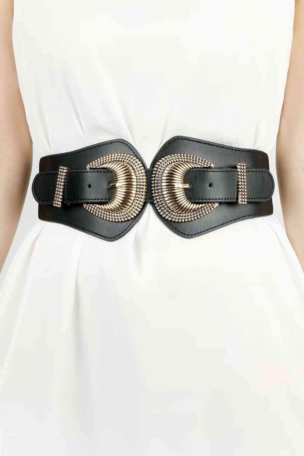 Shell Double Buckle Elastic Wide Belt - Munsieur