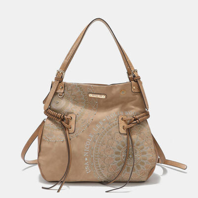 Nicole Lee USA Side Braided Tassel Inlaid Rhinestone Embroidery Hobo Bag - Munsieur