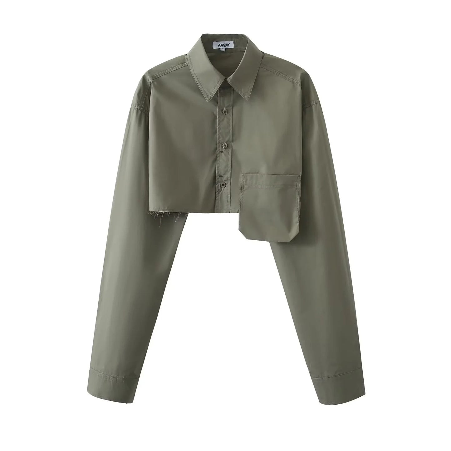 Waist-exposed Long-sleeved Blouse