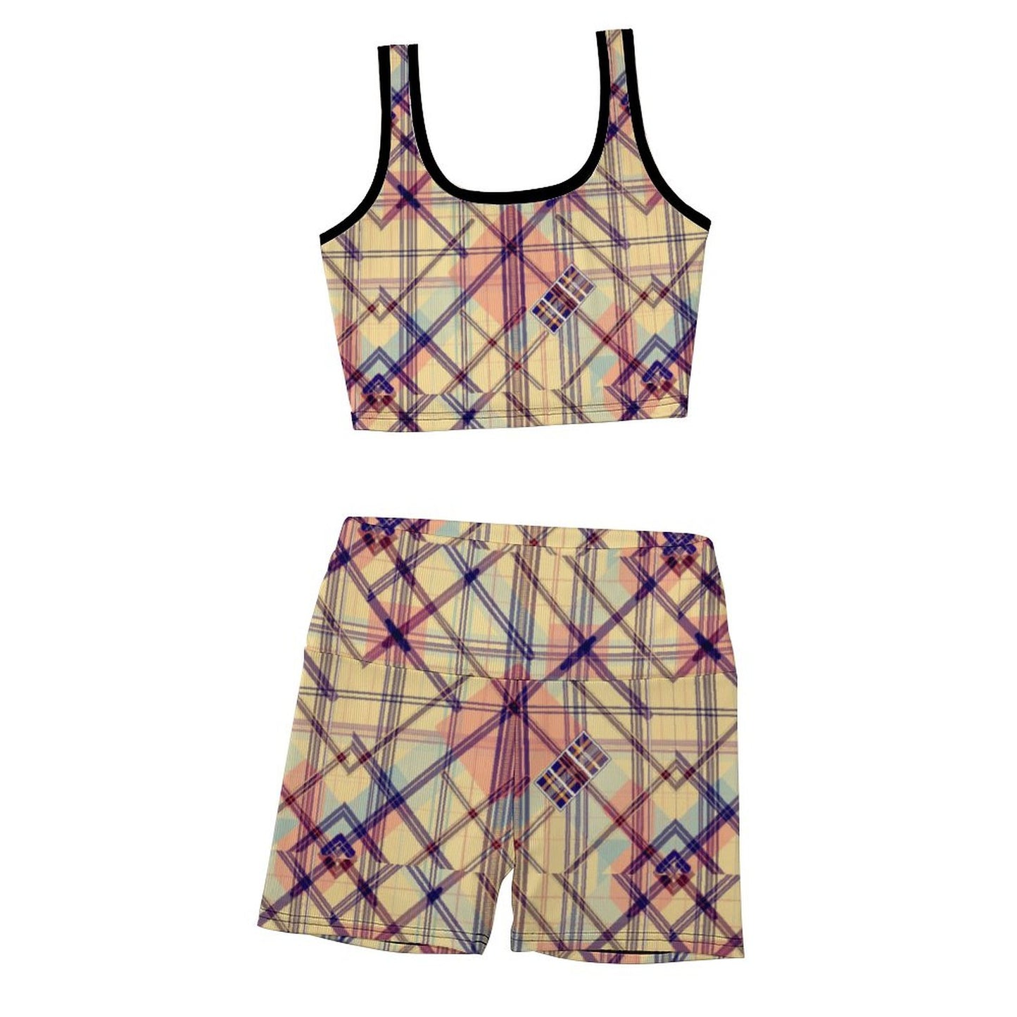 Custom Printed Patterned Ribbed Yoga Sets