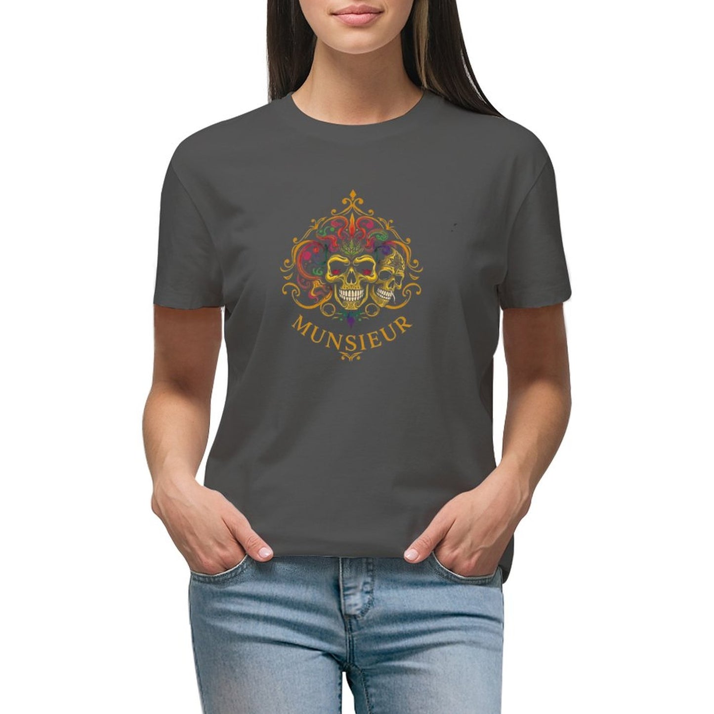 Munsieur Women's T-shirt "Mardi Gras" Designer Streetwear for Her Embroidered