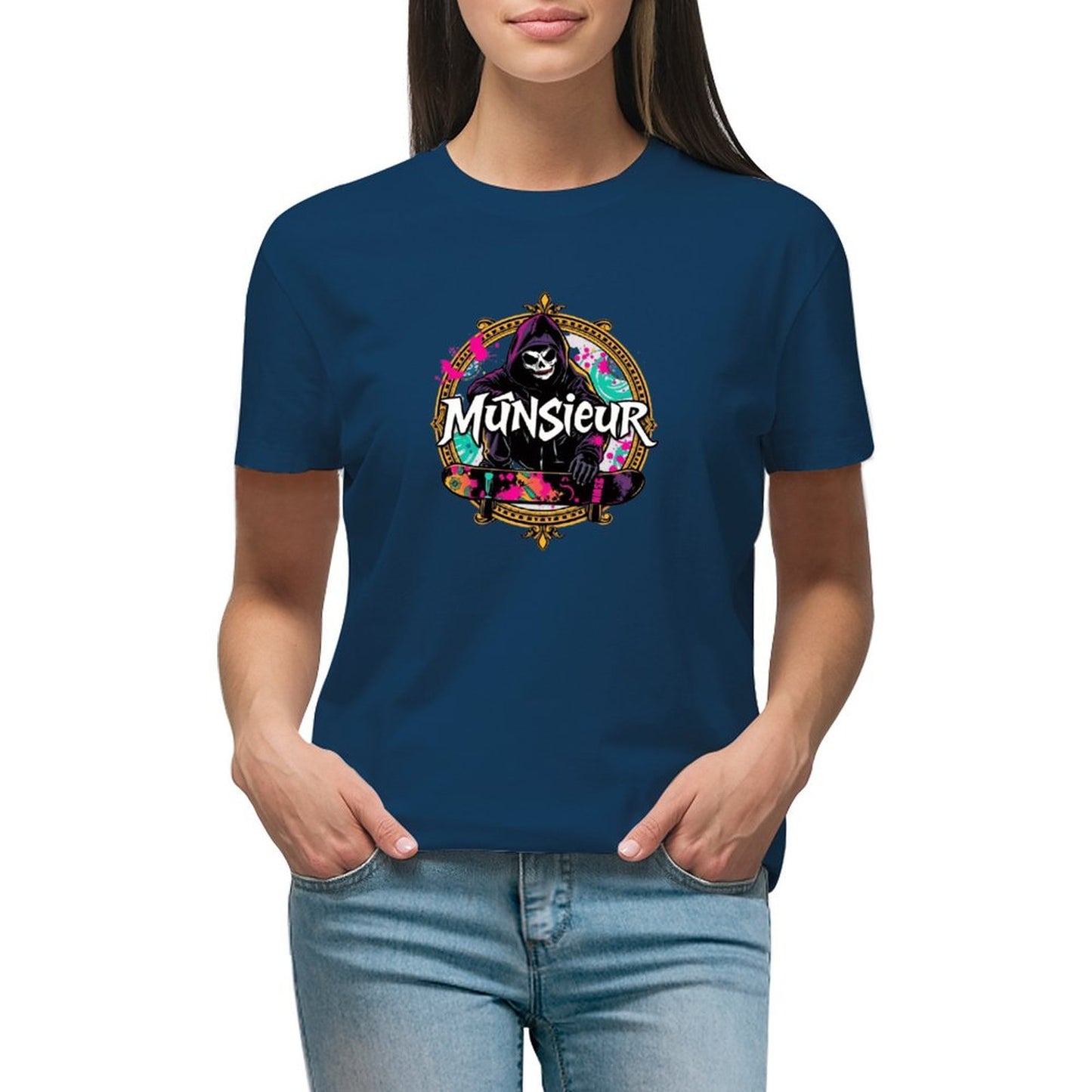 Women's T-shirt Munsieur Brand Streetwear Skater Design Skateboarding