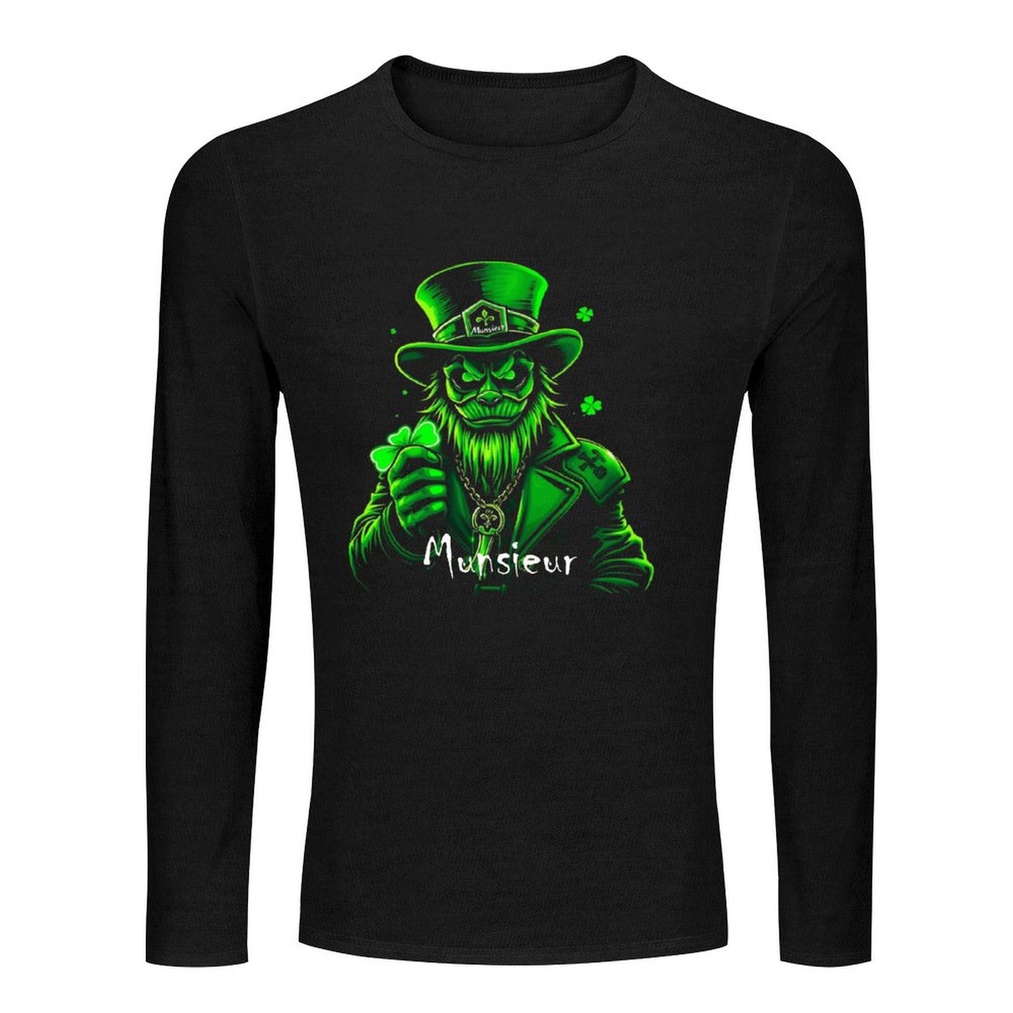 St. Patrick's Day Leprechaun Mafia Men's Crewneck Long Sleeve Tee