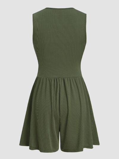 Ruched Plunge Sleeveless Romper - Munsieur