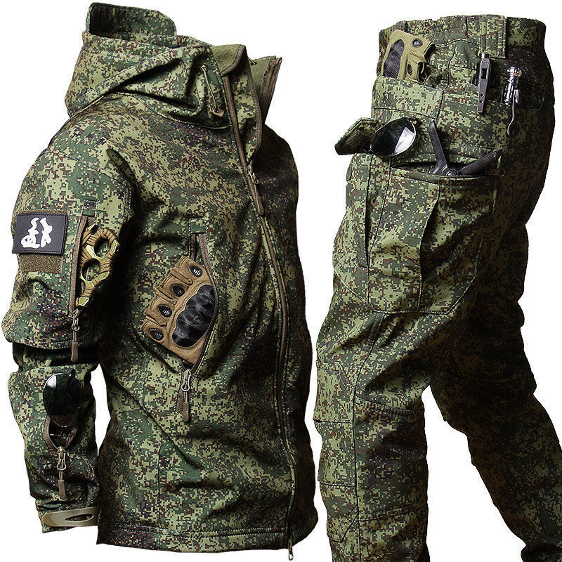 Winter Men's Camouflage Coat Set Workwear And Assault