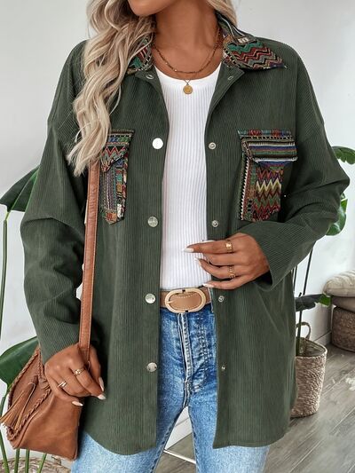 Snap Down Long Sleeve Jacket with Chest Pockets - Munsieur