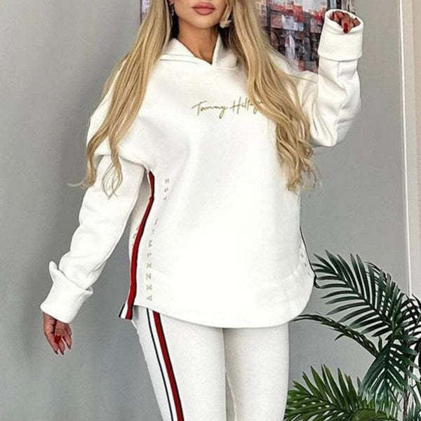 Women's Simple Printed Casual 2pc Leggings + Sweater Set