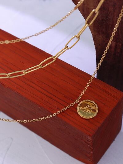 18K Gold-Plated Three-Layered Engraved Necklace - Munsieur
