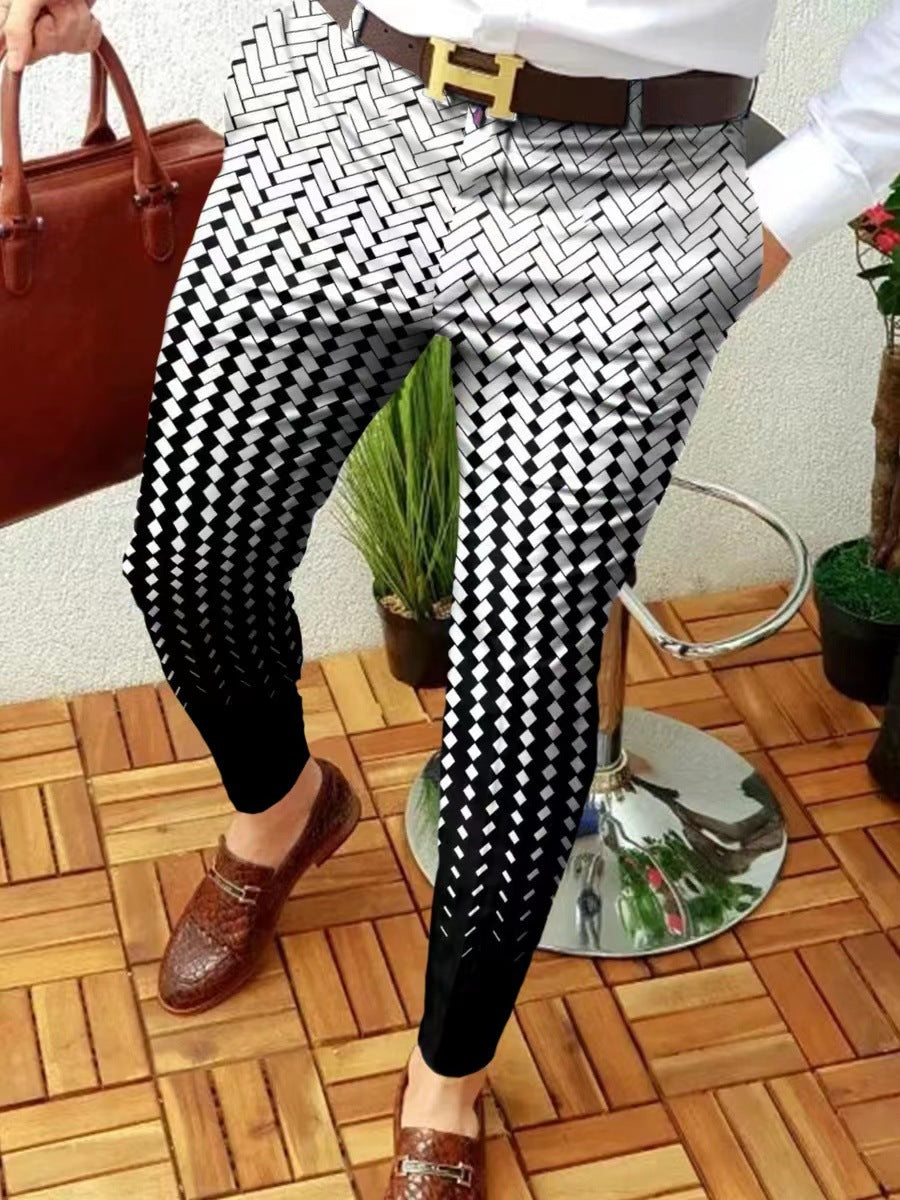 Men's Casual Abstract Contrast Micro-stretch Pants