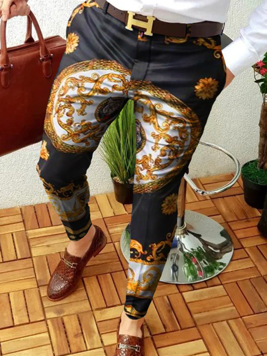 Men's Casual Abstract Contrast Micro-stretch Pants
