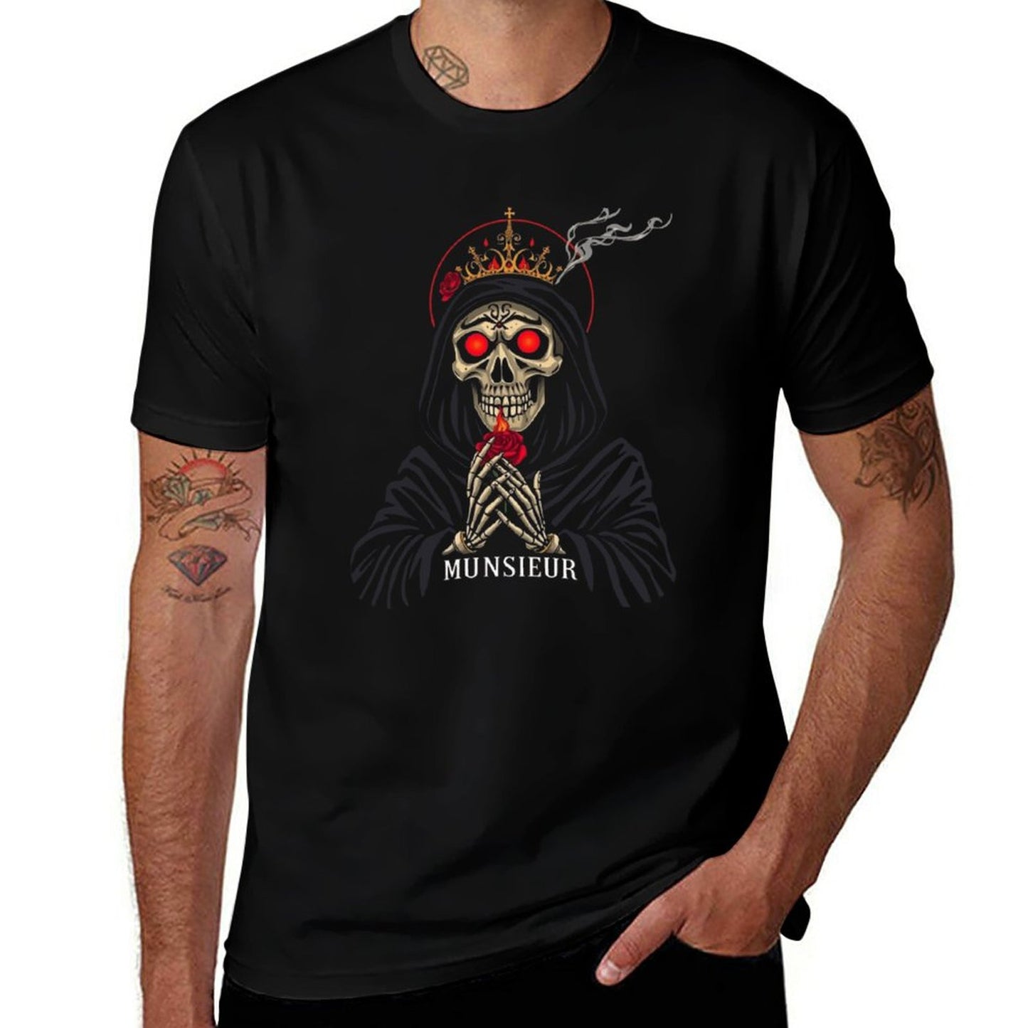 **SALE** Munsieur Men's Tee Cotton "Reaper Smoke" Comfortable Tee for Men