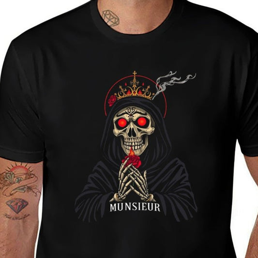 Munsieur Men's Tee Cotton "Reaper Smoke" Comfortable Tee for Men Halloween Drop
