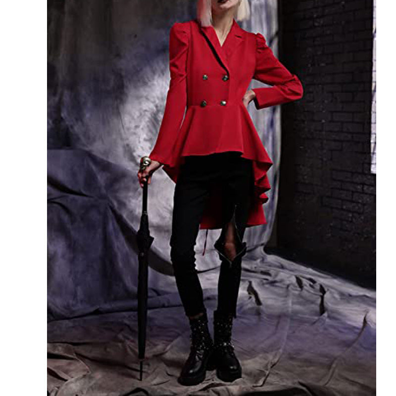 Women's Waist-tight Pure Color Split Single-breasted Casual Jacket
