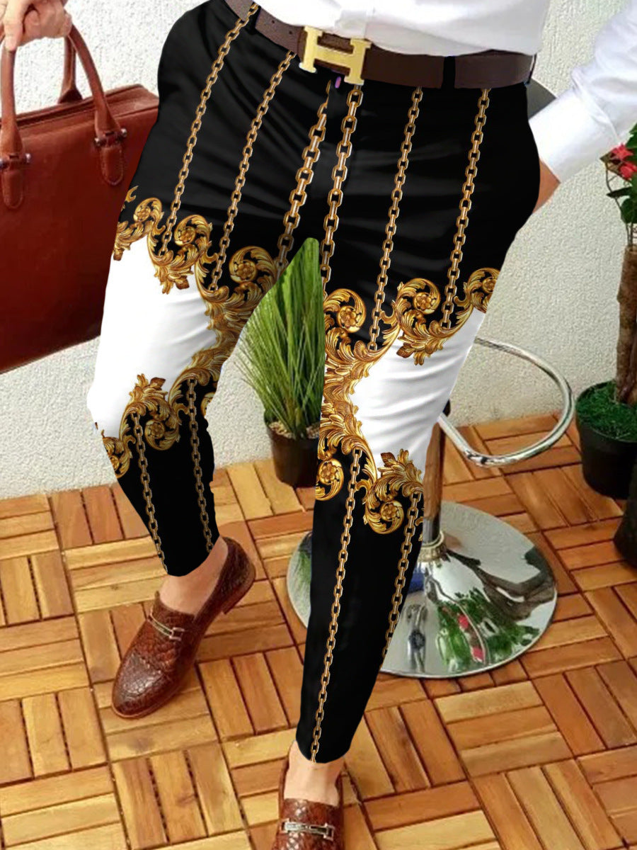Men's Casual Abstract Contrast Micro-stretch Pants