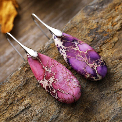 Teardrop Shape Natural Stone Dangle Earrings - Munsieur