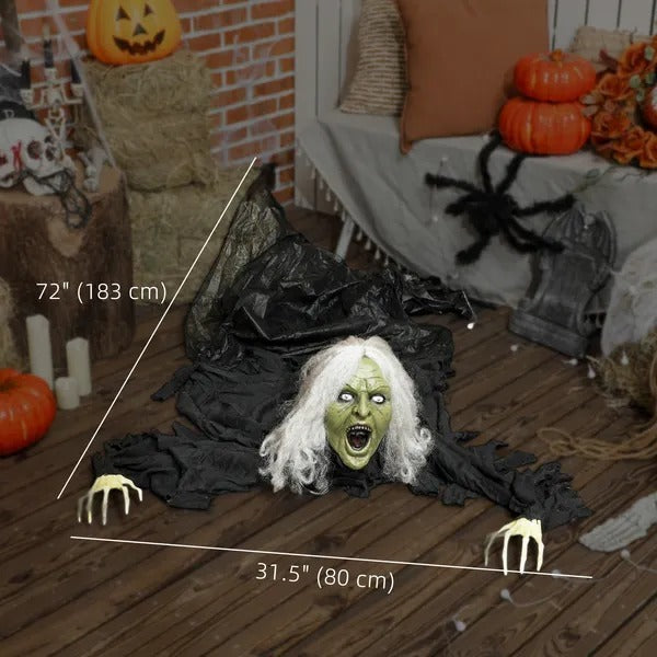 72 Life Size Halloween Animated Crawling Zombie With Glowing LED Eyes, Battery Operated, Indoor Outdoor Props