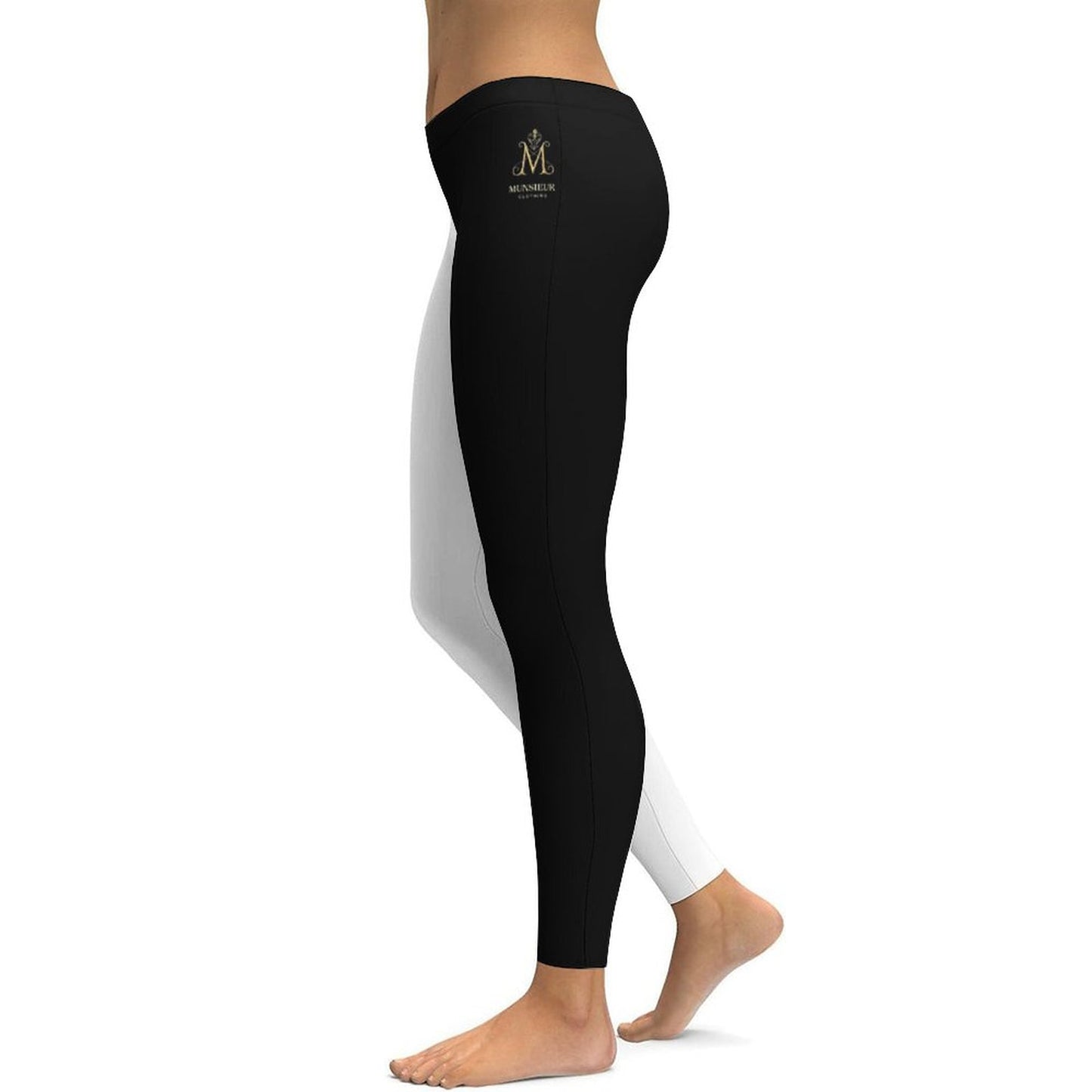 Black and white comfortable leggings for urban fashion with stylish logo design