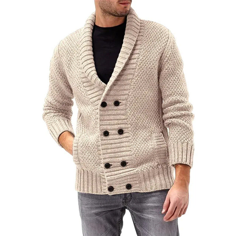 Fashion Simple Solid Color Men's Comfortable Long Sleeve Cardigan Lapel Hoodie