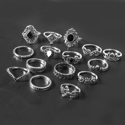 15 Piece Alloy Vintage Ring Set - Munsieur